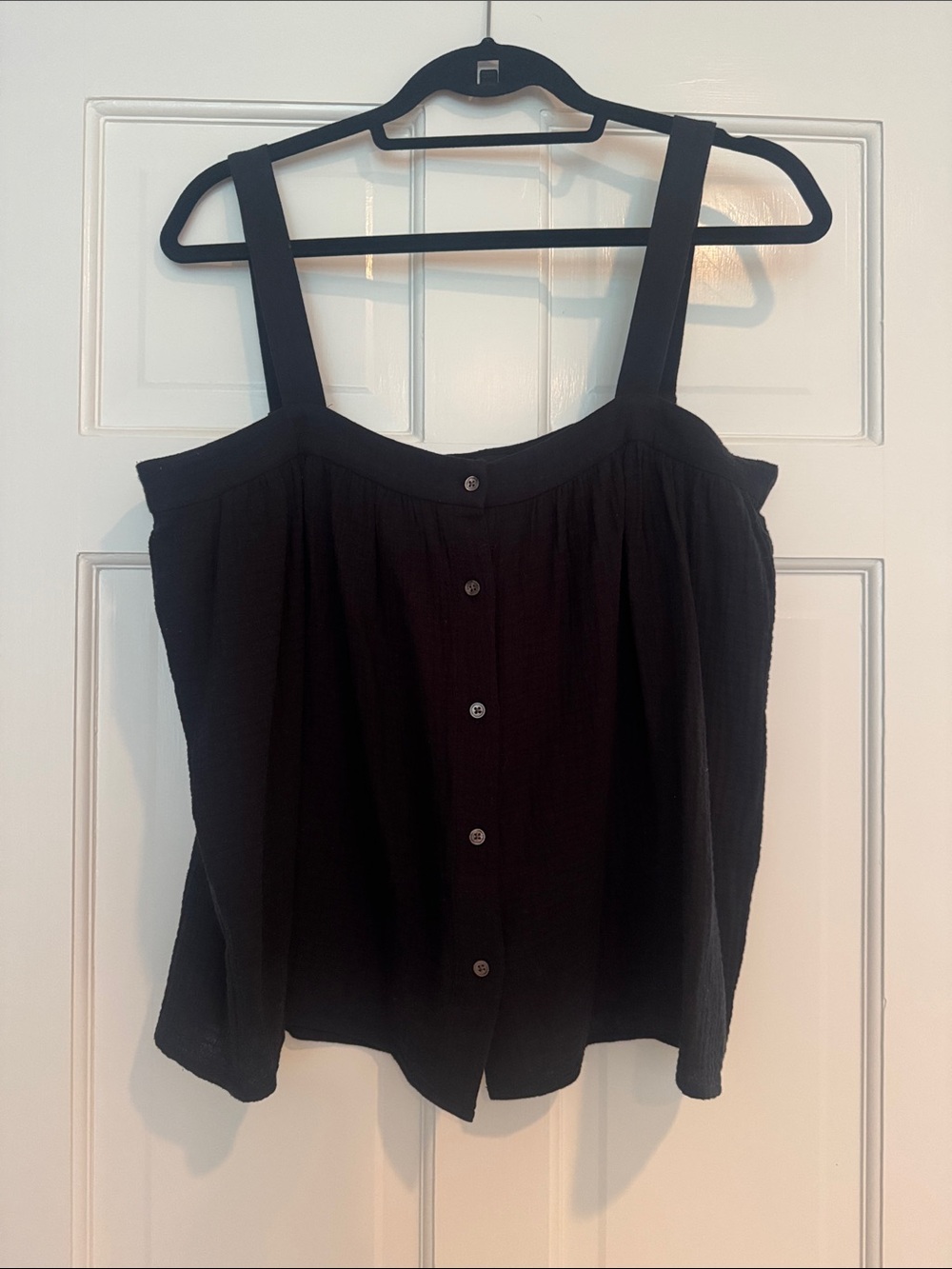 Jenni Kayne Black Sleeveless Gauze Button-Front Women's Top